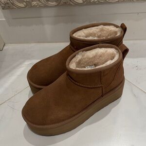 UGG Chestnut Suede Platform Boots platform